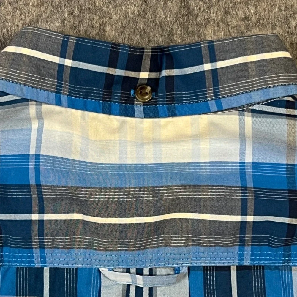 The North Face Plaid Button Down Shirt Mens Medium Blue‎ Short Sleeve Pockets